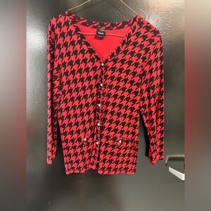 Red and Black Houndstooth cardigan